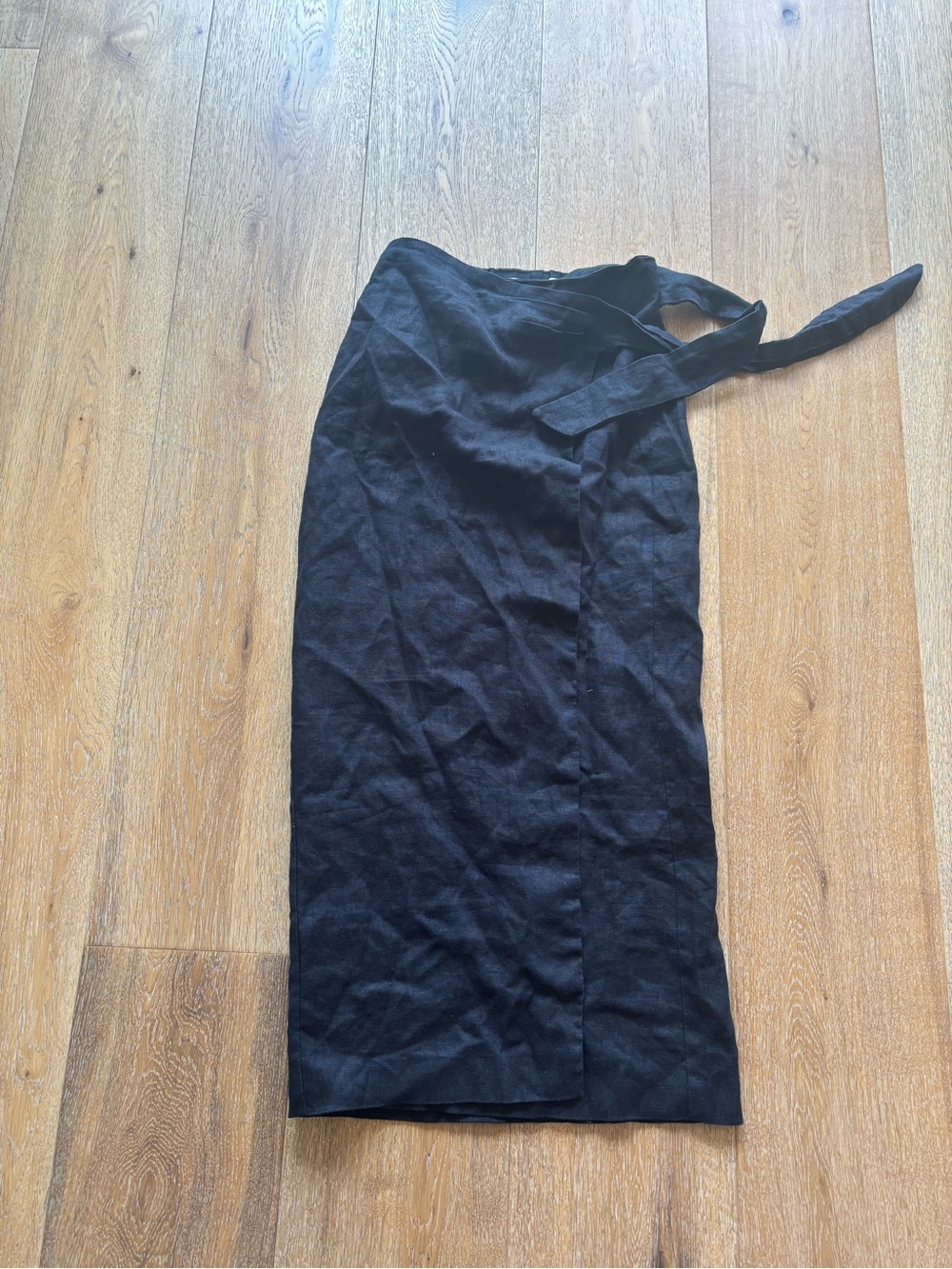 Mango Black Wrap Midi Skirt with Tie Waist